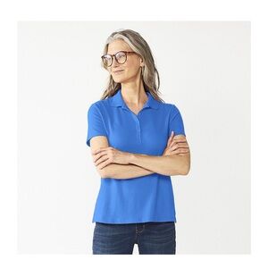 Croft & Barrow Women's Bright Blue Short Sleeve Polo